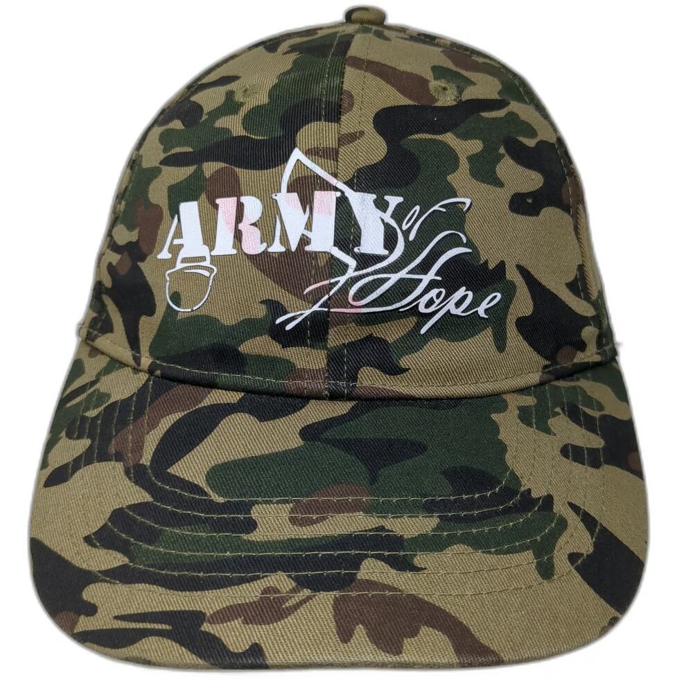 Big X Baseball Cap Green Camo Army of Hope One Size Slideback Hat Cotton Graphic